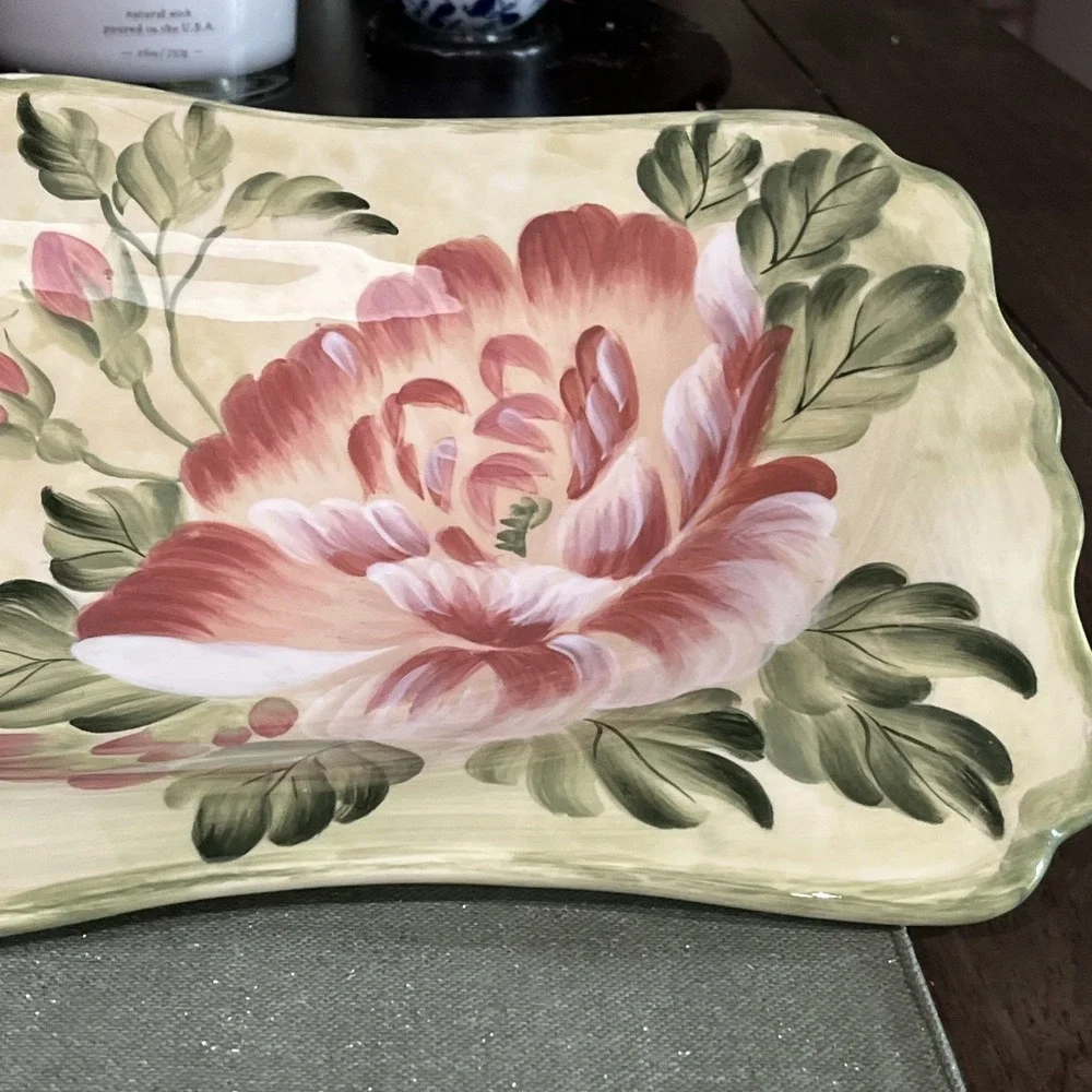 Certified International Pamela Gladding Cottage Rose Serving Platter 19 Inches